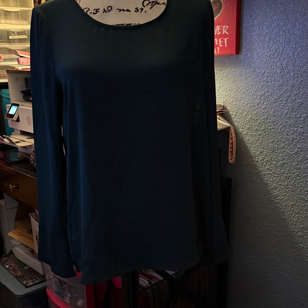 Pleione Deep Green Long Sleeve Blouse